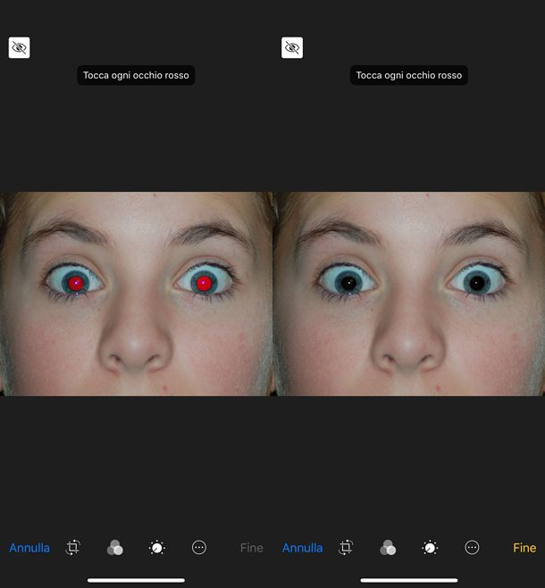 Come correggere gli occhi rossi su iPhone