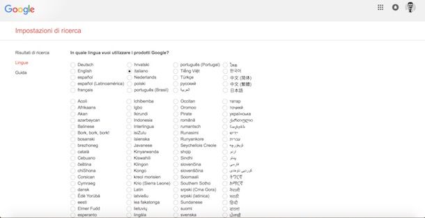 Come cambiare lingua su Google