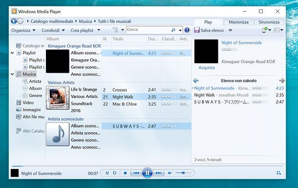 Come creare una playlist in WMP