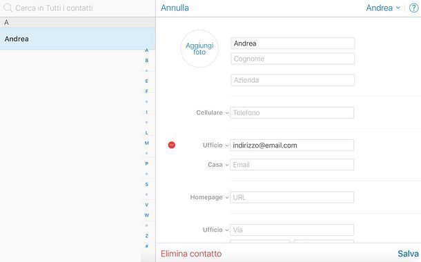 Come eliminare un indirizzo email memorizzato su iCloud