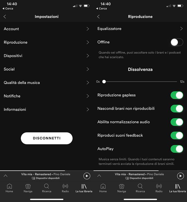 Come normalizzare volume in Spotify per iPhone