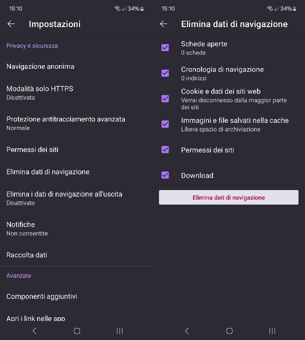 Come cancellare la cronologia dei siti visitati su Firefox