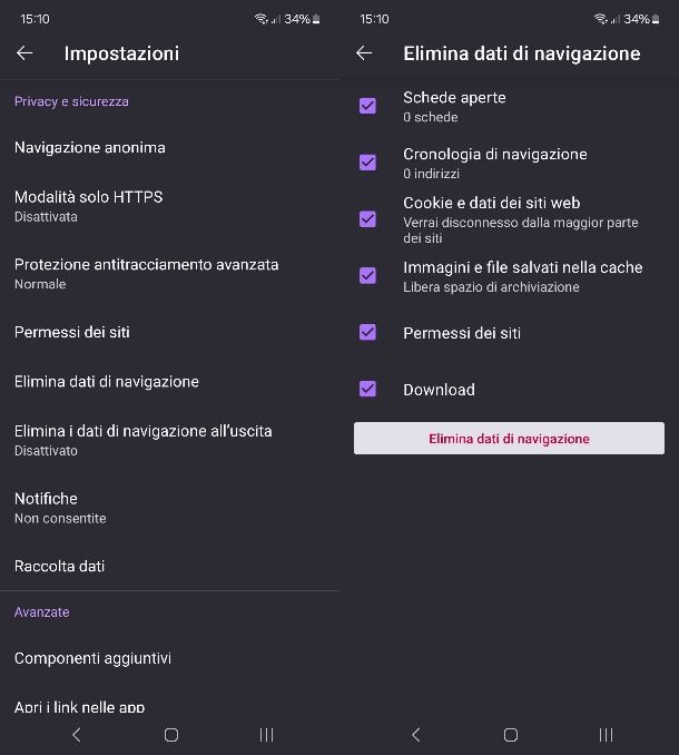 Come cancellare la cronologia dei siti visitati su Firefox