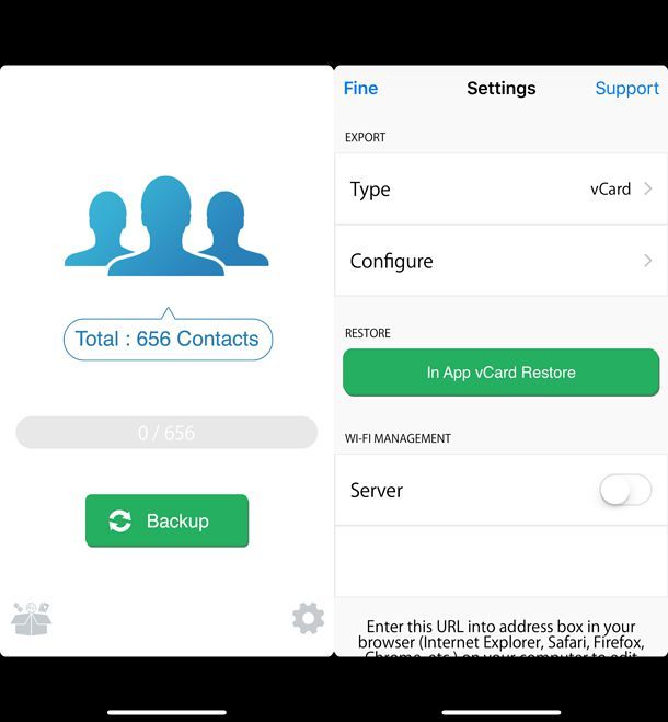 Esportare rubrica iPhone