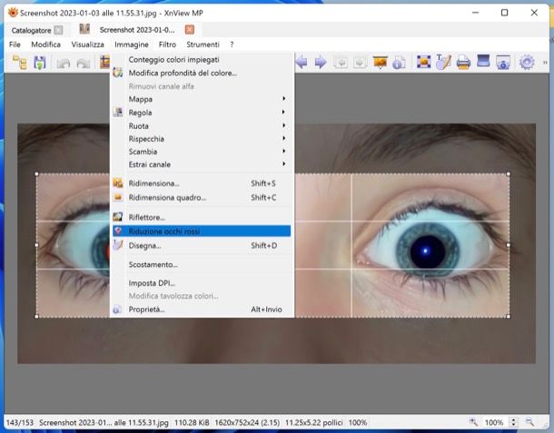 Riduzione occhi rossi con XnView