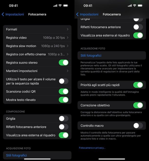 Impostazioni iOS