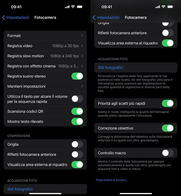 Impostazioni iOS