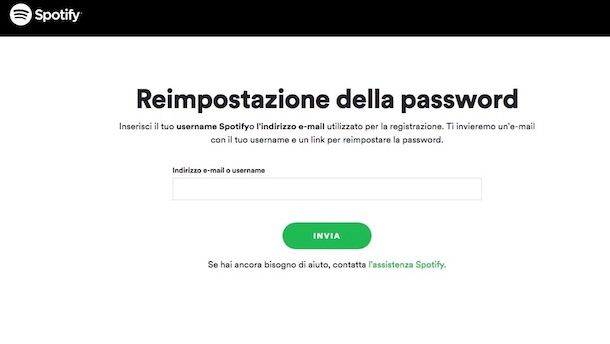 Come cambiare password Spotify