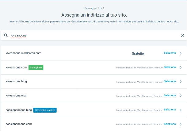 Configurazione dominio WordPress.com