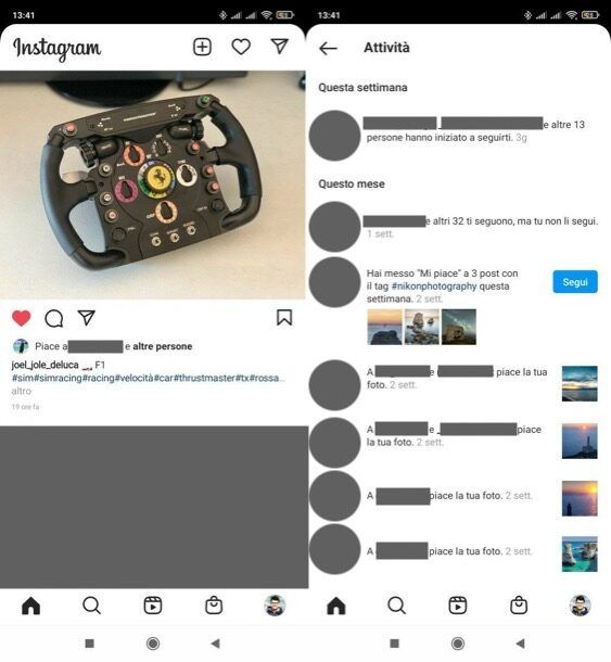 Mi piace ricevuti su Instagram Android