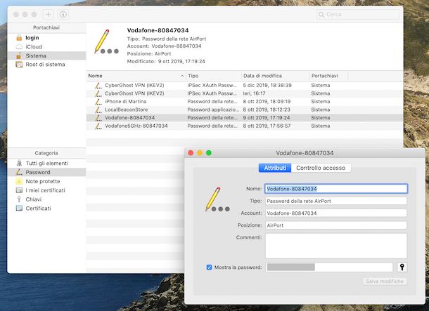 Accesso Portachiavi macOS