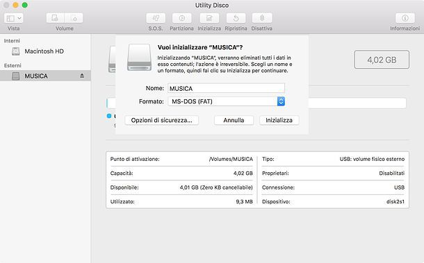 Formattare la chiavetta su Mac