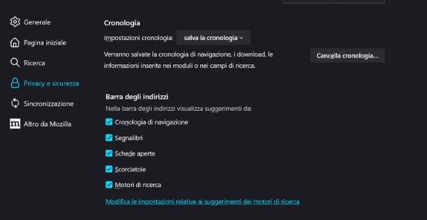 Come cancellare la cronologia dei siti visitati su Firefox