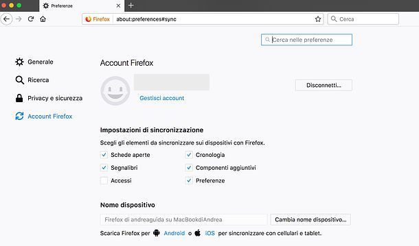 Disattivare la sincronizzazione delle password in Firefox su PC