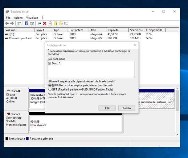 Gestione disco di Windows 10