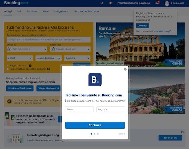 Come iscriversi a Booking