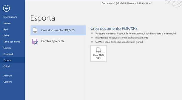 Come salvare in PDF con Word