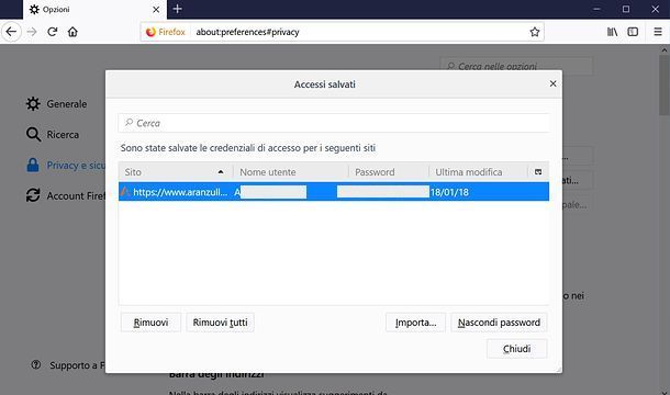 Password Firefox su PC