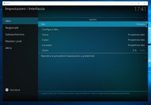 Kodi — Impostazione skin