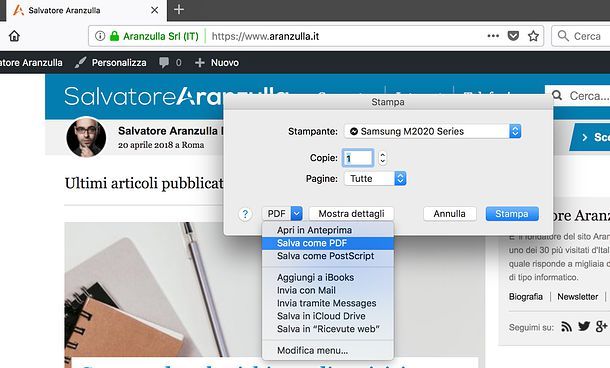 Come salvare in PDF su Mac