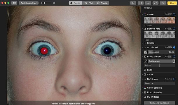Come correggere gli occhi rossi su Mac