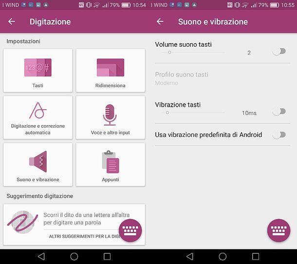 Come togliere vibrazione tastiera SwiftKey