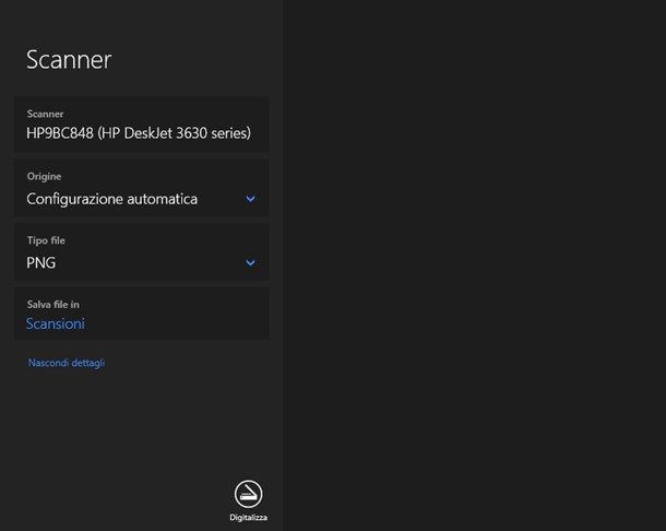 Scanner - App di Windows 10