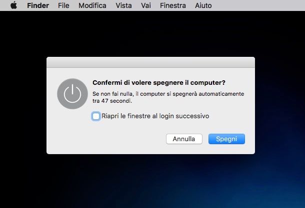 Come spegnere il computer