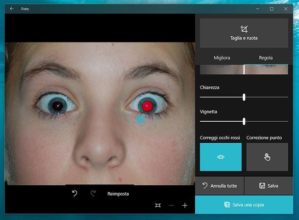Correggere occhi rossi su Windows