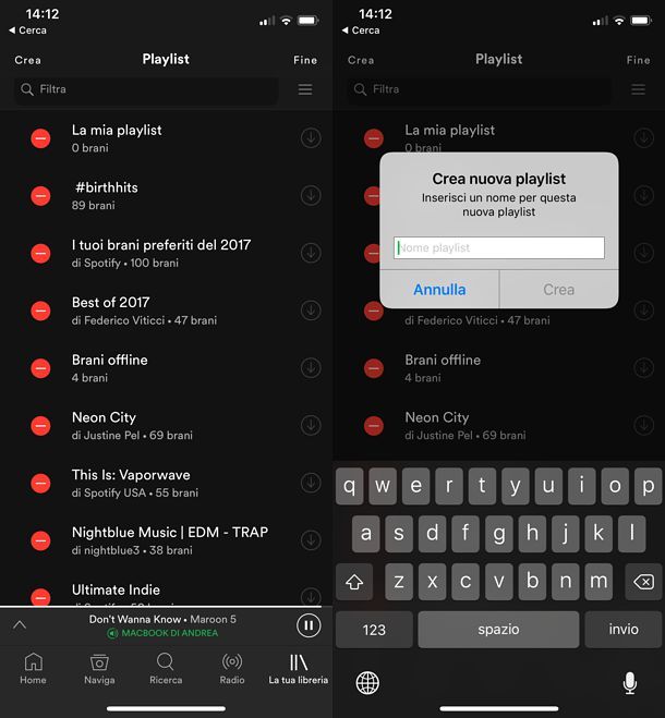 Come creare una playlist in Spotify mobile