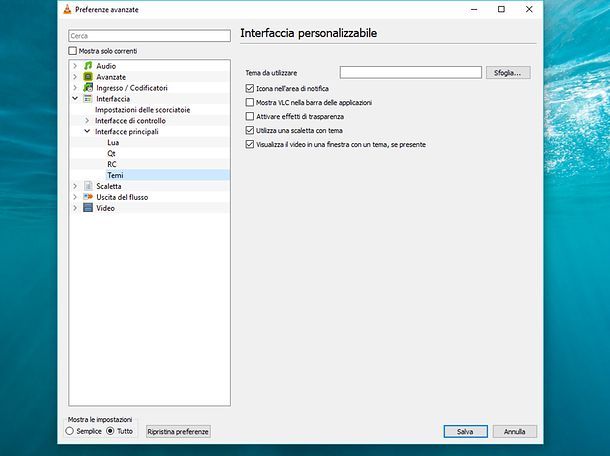Impostazioni VLC