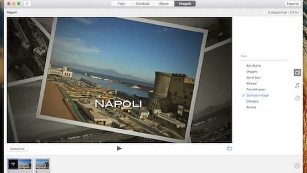 Come creare video con foto e musica in italiano Mac