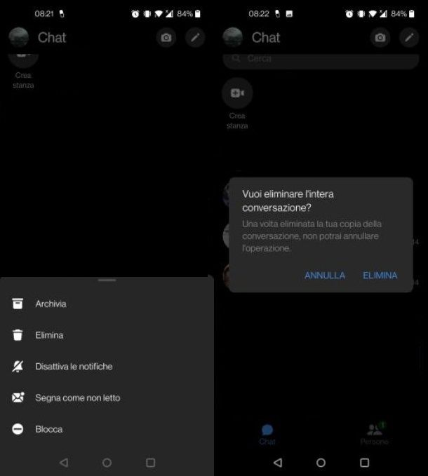 Come si fa a eliminare tutte le chat di Messenger da app