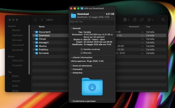 Come vedere dimensione delle cartelle su macOS