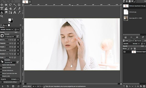 Come eliminare imperfezioni foto con GIMP