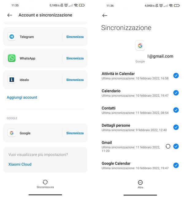 Sincronizzazione contatti Android