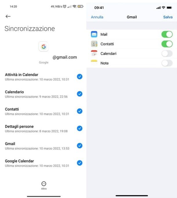Sincronizzazione Gmail Android/iOS