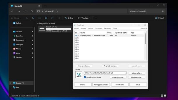 Cartella nascosta VeraCrypt Windows 11