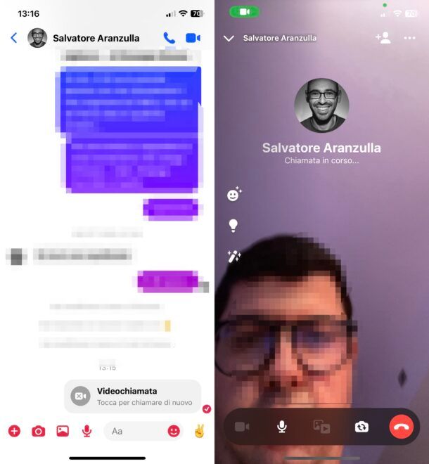 Fare una videochiamata su Messenger