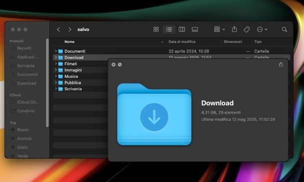 Come vedere dimensione delle cartelle su macOS