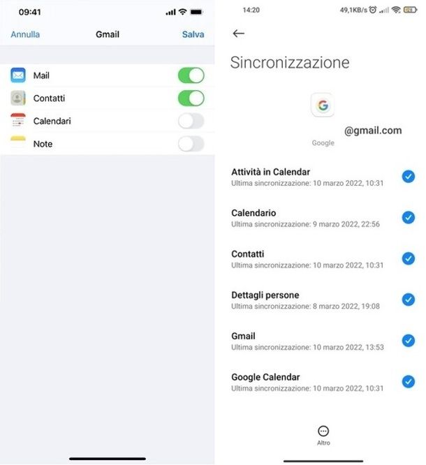 Sincronizzazione Gmail iOS e Android