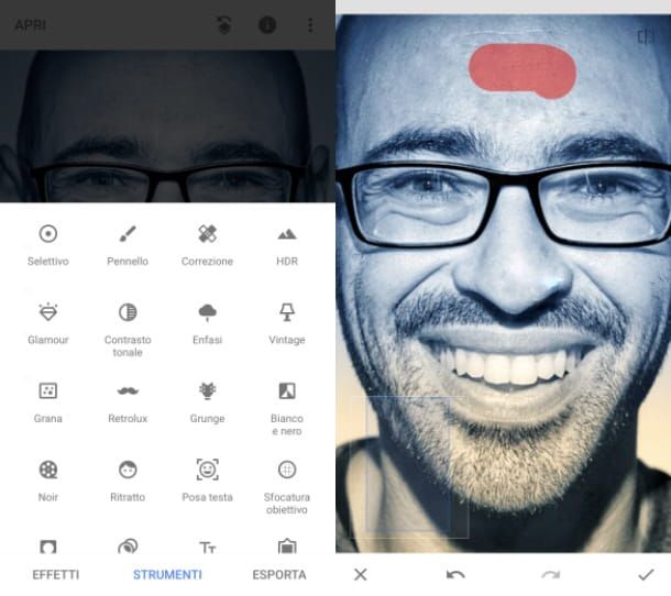 Come eliminare imperfezioni foto con Snapseed