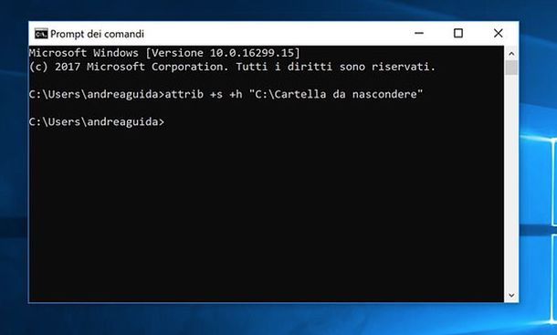 Comando per nascondere file e cartelle su Windows