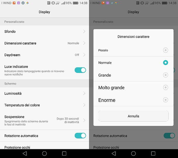 Come cambiare dimensioni font su Huawei