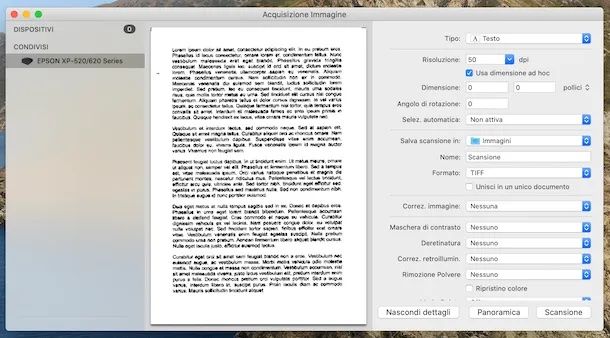 Scannerizzare con macOS