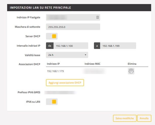 Assegnare un IP locale statico