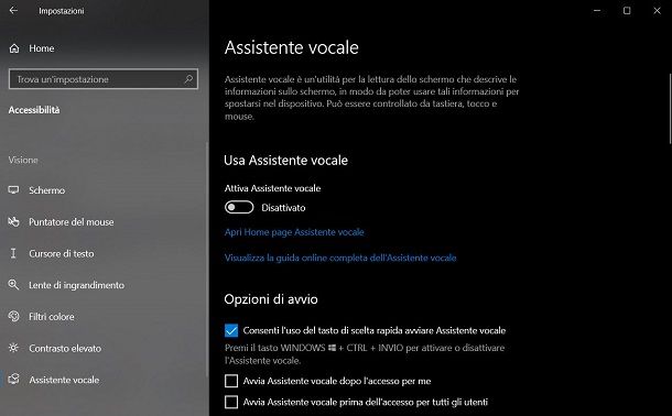Assistente vocale Windows 10