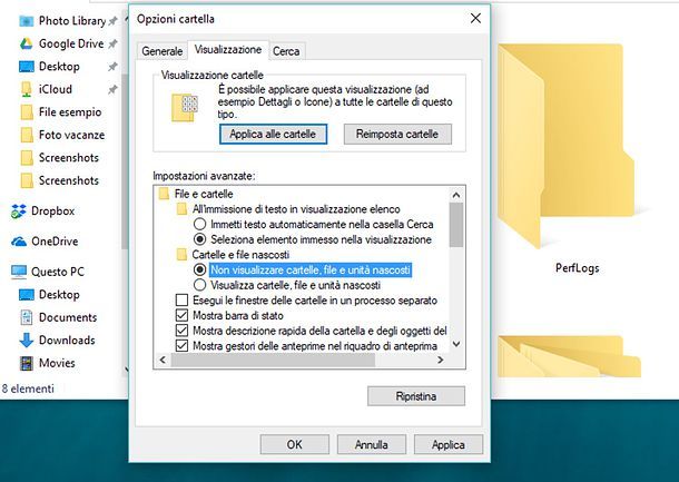 Come nascondere le cartelle su Windows