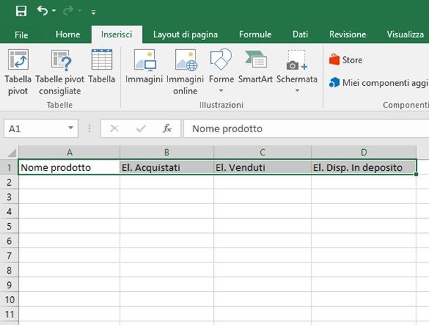 Come fare una tabella su Excel