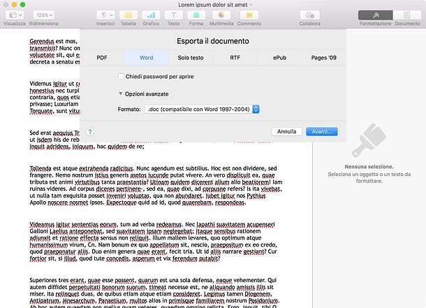 Come trasformare DOCX in DOC con Pages